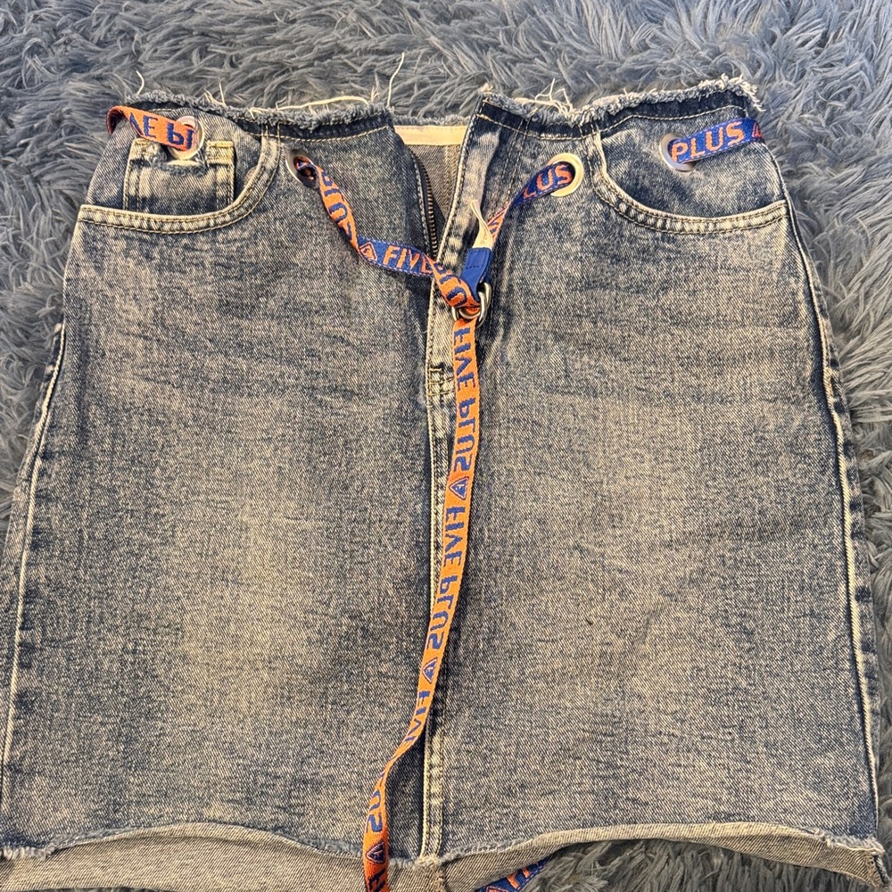 Denim Skirt with Vibrant Belt